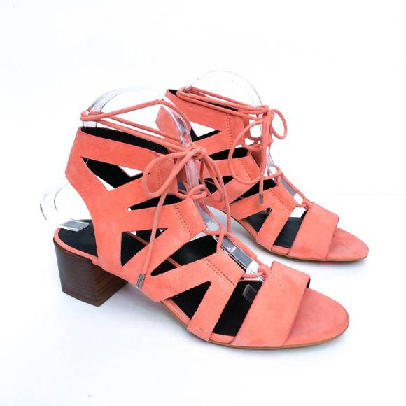 Rebecca Minkoff Shoes - NWOT Rebecca Minkoff Coral Orange Issa Lace Up Gladiator Heel Sandals Size 7.5